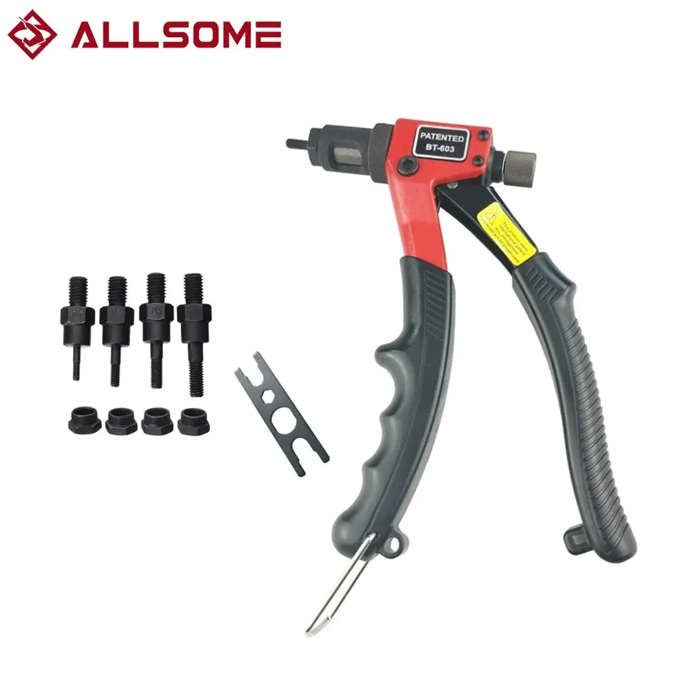 Allsome BT-603 Manual Riveter Gun Hand Rivet Tool Kit Rivet Nut Setting Tool Nut Setter M3/M4/M5/M6