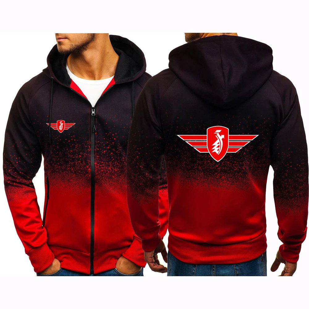 Cotton Gradient Zipper Hoodie Sweatshirt for Men