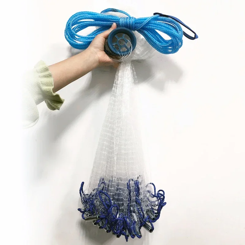Lawaia Cast Net Monofilament Nylon American Style Fishing Net Hand Throw With Sinker Fishing Tool