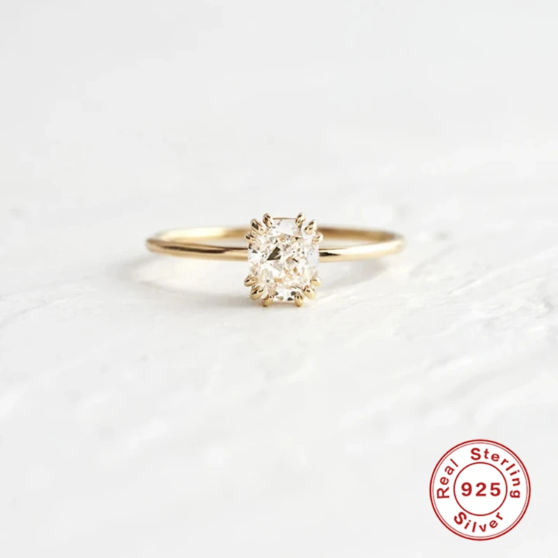 925 Sterling Silver Fashion Mini Zircon Engagement Ring Women Gold Color Fine Jewelry Gift Cannner silver rings silver ring wedding rings gold plated silver ring