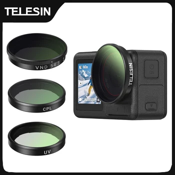 Set di filtri TELESIN CPL ND8 ND16 ND32 UV VND con telaio in lega di alluminio per DJI OSMO Action 3 4 5pro, set di filtri a sgancio rapido CPL ND
