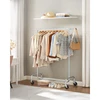 Clothes Rack with Wheels, Heavy-Duty Garment Rack with Extendable Rod, 286.6 lb Load Capacity, 2