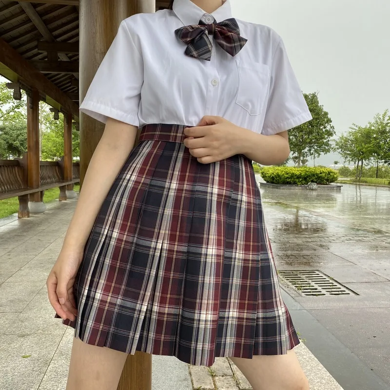 

Korean School Girl Shirt Pleated Skirt Jk Uniform Japanese Jk Plaid Skirt Set Sexy School Uniform Clothes Student Plaid Skirt