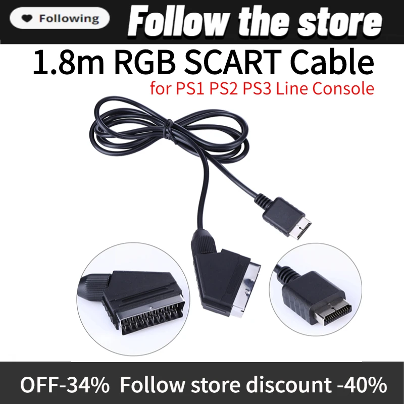 1,8 m RGB Scart Kabel Für Sony Playstation PS1 PS2 PS3 TV AV Blei Ersatz  Verbindung Spiel Kabel Draht für PAL/NTSC Konsolen - AliExpress