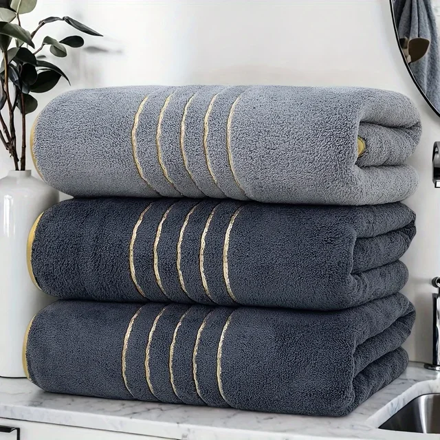 Ensemble de 3 serviettes de bain en corail ultra-douces, séchage rapide, serviettes de spa de luxe, grandes serviettes de bain, légères, très absorbantes 1