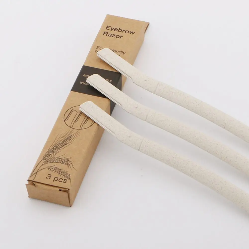 3/6/9PCS Wheat Straw Dermaplaning Blade Biodegradable Eco-friendly Facial Hair Razor Stainless Steels Eyebrow Shaper Women