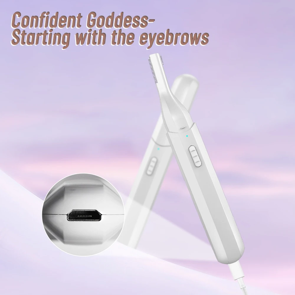 EstherQueen Multi-purpose USB Eyebrow Trimmer Rechargeable Makeup Beauty Painless Hair Shaver Portable Facial Hair Razor Blades