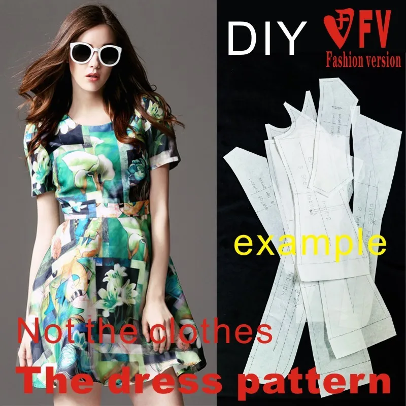Dresses Sewing Pattern Template Cutting drawing Clothing DIY ((Not selling clothes)) BLQ-204