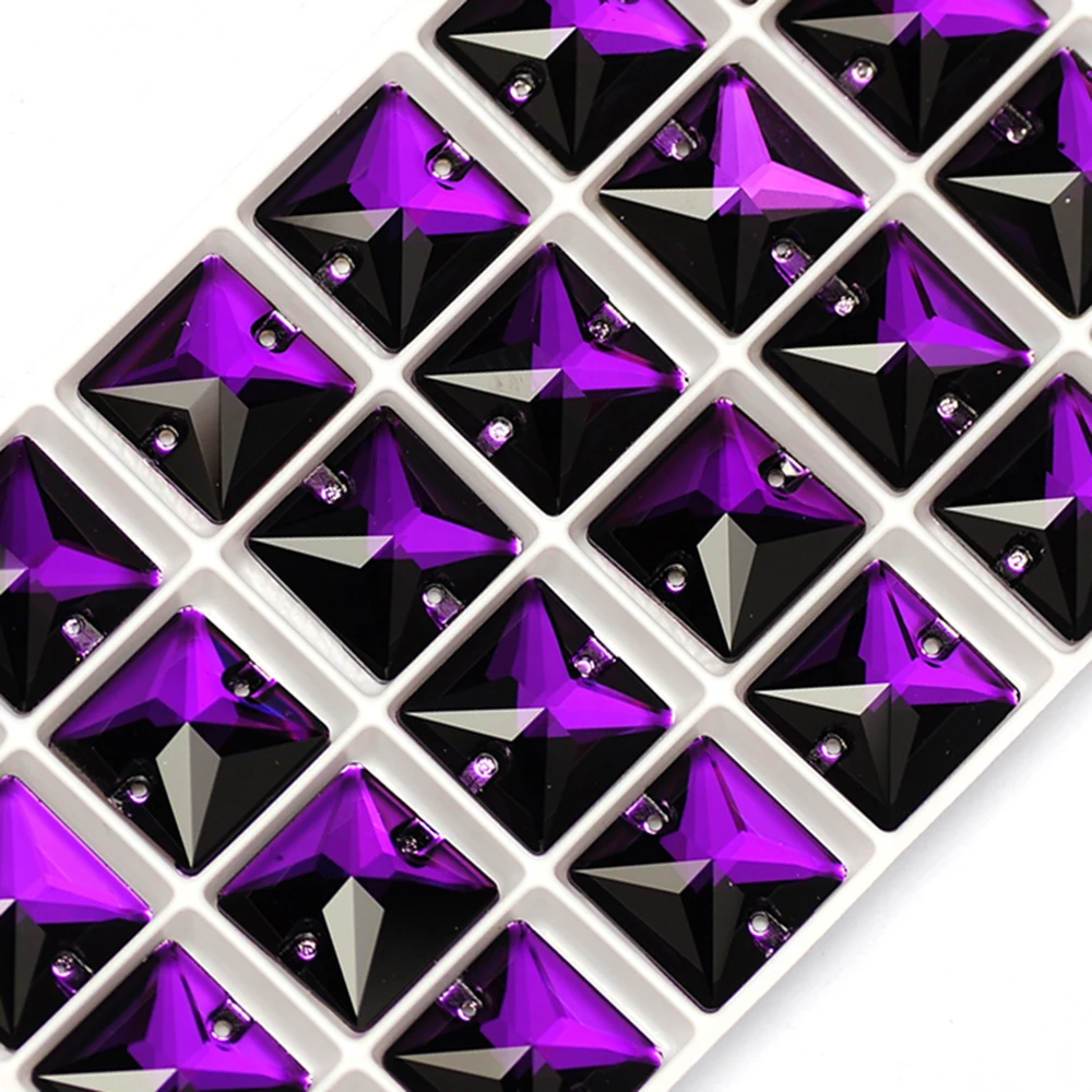 YANRUO 3240 Quadratische aufnähbare Strasssteine, Glassteine mit flacher Rückseite zum Aufnähen, Glassteine für DIY-Näharbeiten – Detail 8