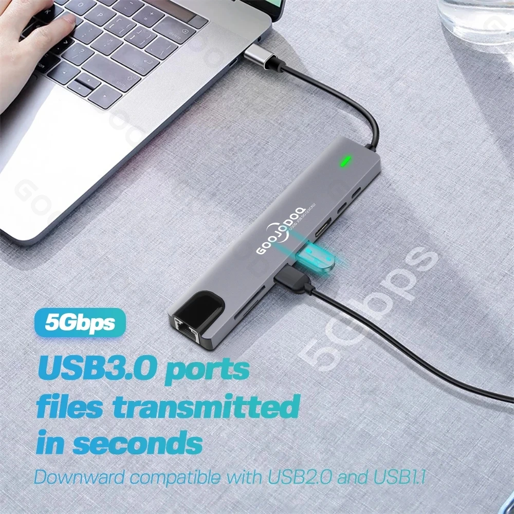 Goojodoq-usb 3.0 tipo c Adaptador Hub para Hdmi-compatível Thunderbolt pd Dock para Ipad Macbook Nintendo Switch - Imagem 2