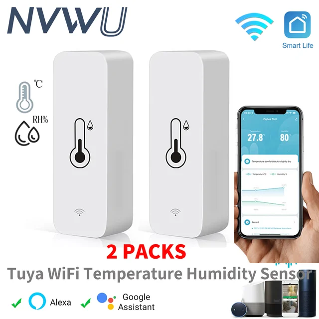 Tuya Smart Wireless Temperature Humidity Sensor Mini Bluetooth-Compatible APP Remote Control Thermometer Hygrometer 2PACK 1