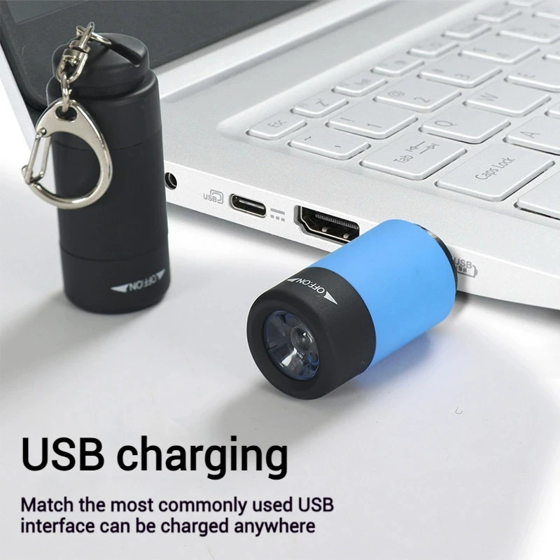 USB Rechargeable LED Mini Flashlight Multifunction Torch Lamp Pocket Keychain Outdoor Camping Hiking Light
