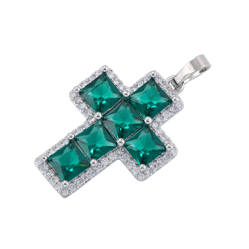 ZHUKOU Kreuzanhänger Kubisches Zirkonia Kreuz Charms für Frauen Handgefertigte Halsketten Schmuckmaterialien Schmuckzubehör VD1277 – Detail 8