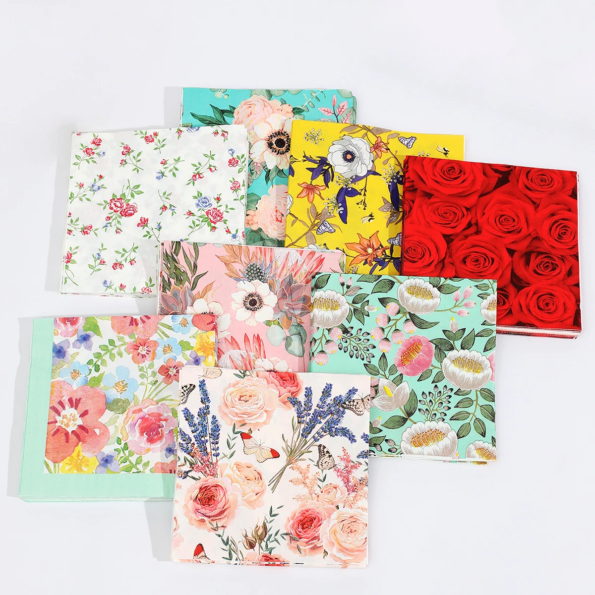 Paper Napkins Ins Style Flower Paper Napkins Table Decorations Art Decoupage Napkin Disposable Birthday Party Serviettes