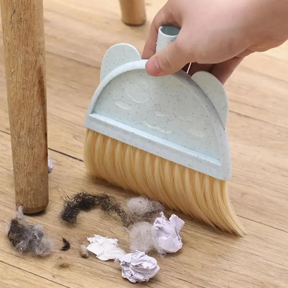 1 Set Mini Children Broom Dustpan Cartoon Flexible Bristles Kids Pretend Play Toddlers Indoor Outdoor Floor Sweeping Tool Kit 4