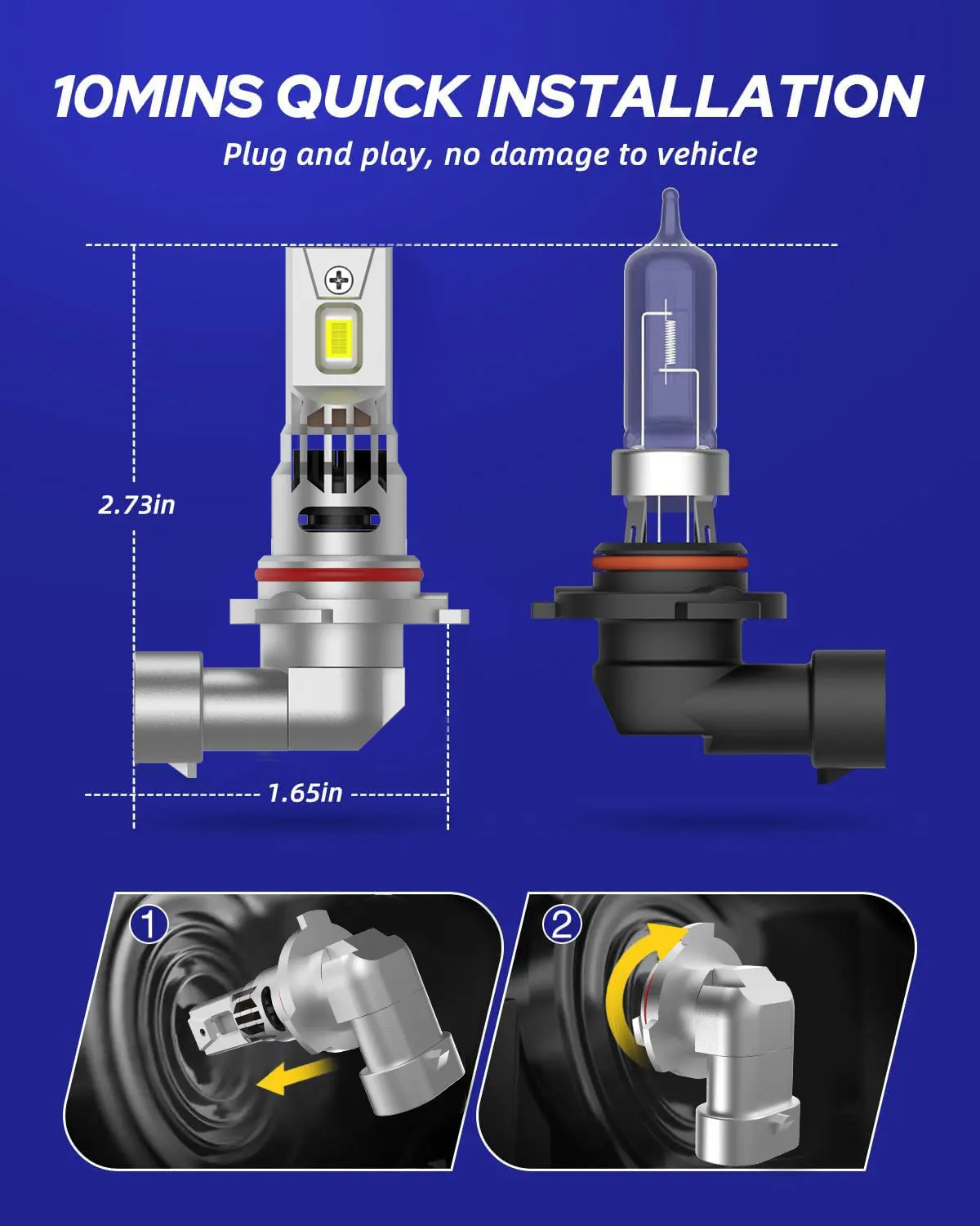 2Pcs LED 자동차 전구 9005/HB3 9006/HB4 50000Lm 120W CSP 헤드라이트 6500K 주간 주행 램프 고품질 자동차 조명