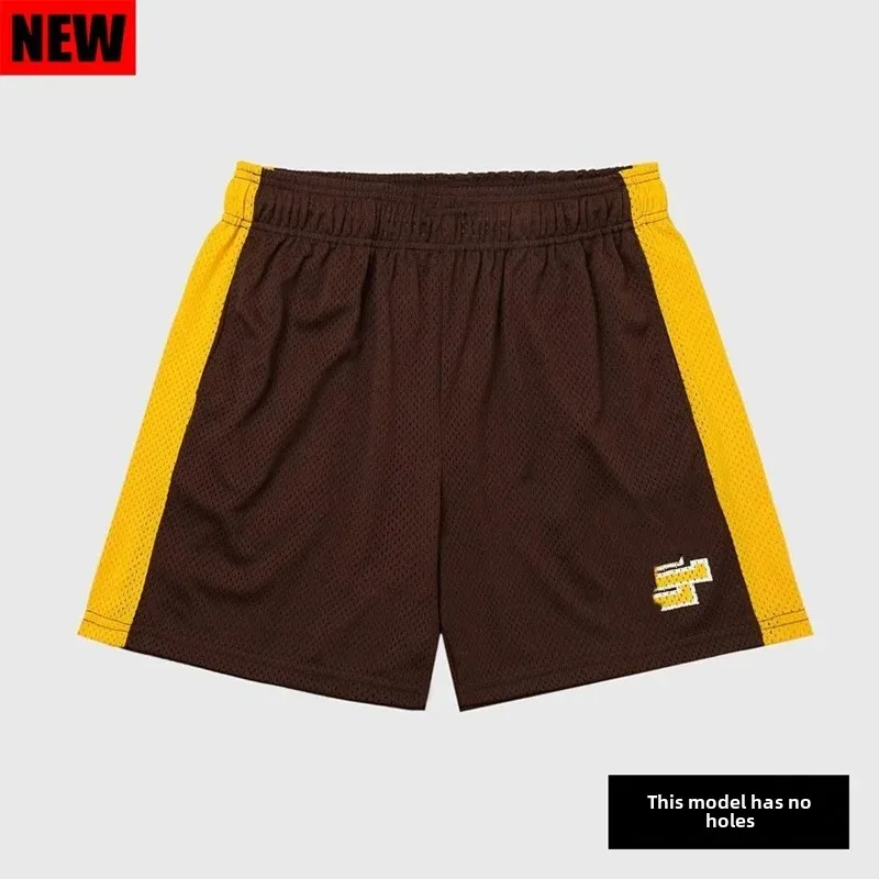 American Style Running Shorts Color Block Basketball Pants Four Parts Sporty Loose Fit Quick Dry Casual Long Trousers