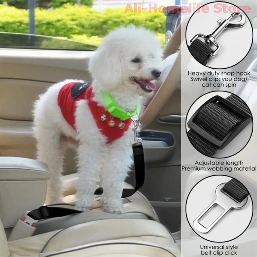 Adjustable Pet Dog Cat Car Seat Belt Seatbelt Harness Safety Lead Nylon  Blue Black Red Purple Yellow Green Pink Pet Accessories - AliExpress