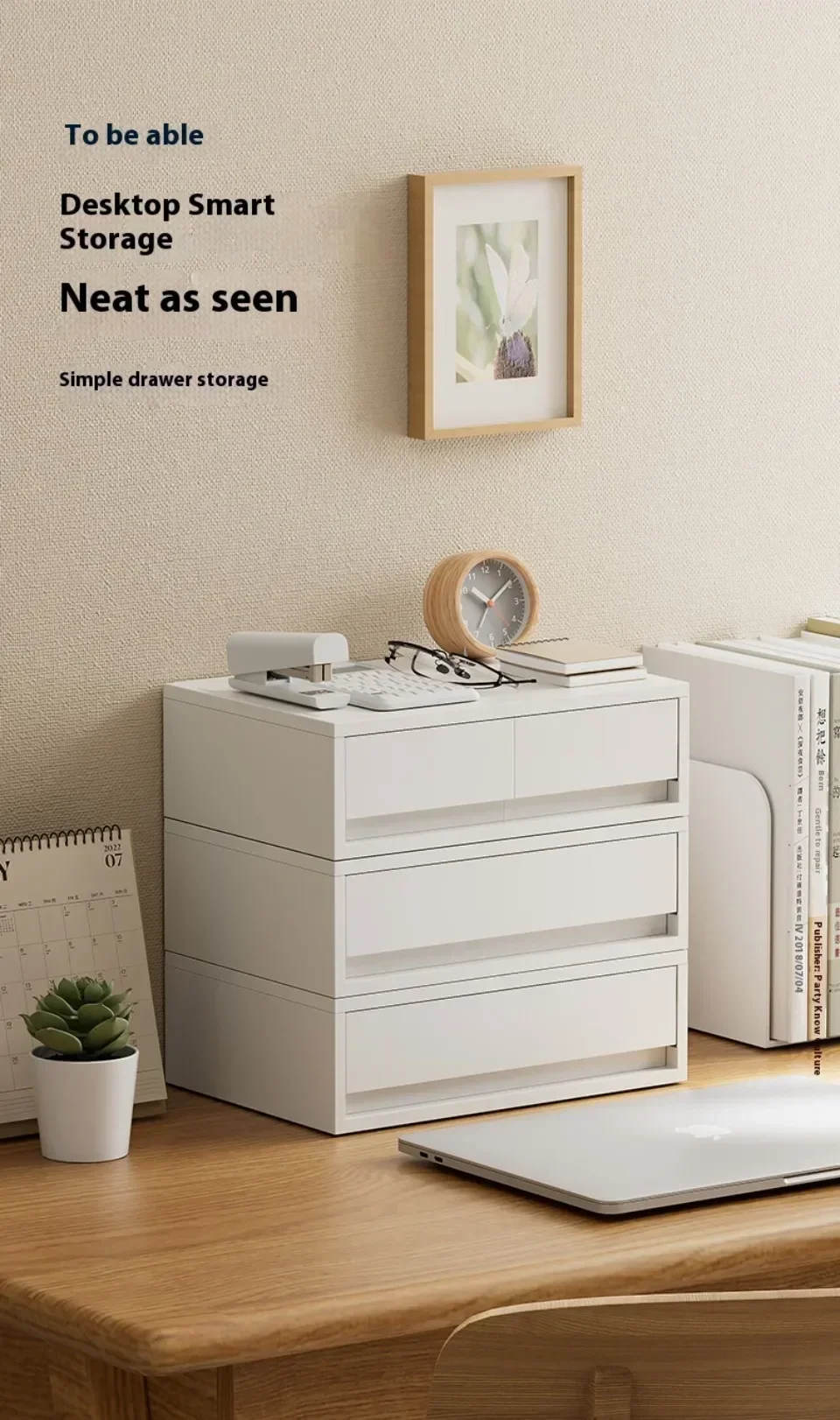 Description Picture 4 of itemDesktop Storage Boxes Stackable Desk Space Saving Organizer Stackable White Storage Drawer Home Cosmetic Stationery Organizers