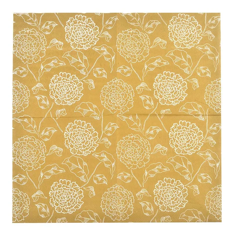 2-Ply 33cm Colourful Napkins Printed Placemat Paper Mouth Cloth Wedding Cup Flower Paper Hotel Banquet Gold 10/20pcs/Pac