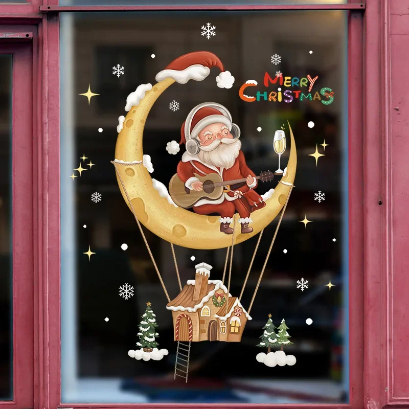 Christmas Glass Stickers Wooden House Winsow Wall Decor Stickers christmas stickers wall sticker