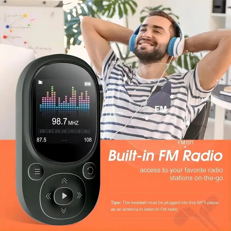 Compact 32GB MP3 Player with FM Radio and Pedometer