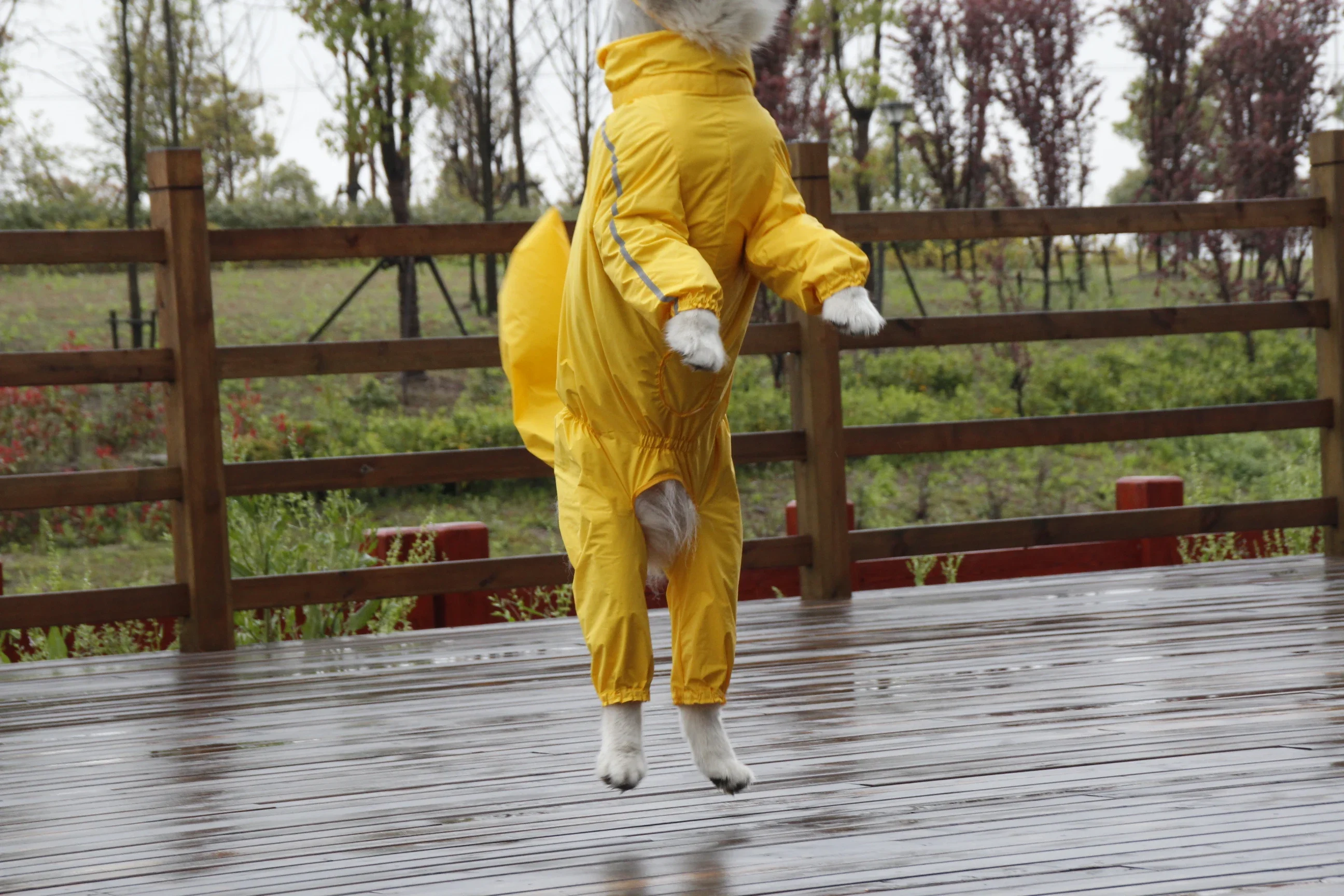 

Retriever for Safety Raincoat Polyester Waterproof Reflective Golden Labrador Husky Jacket Stripe Dog Rain Large