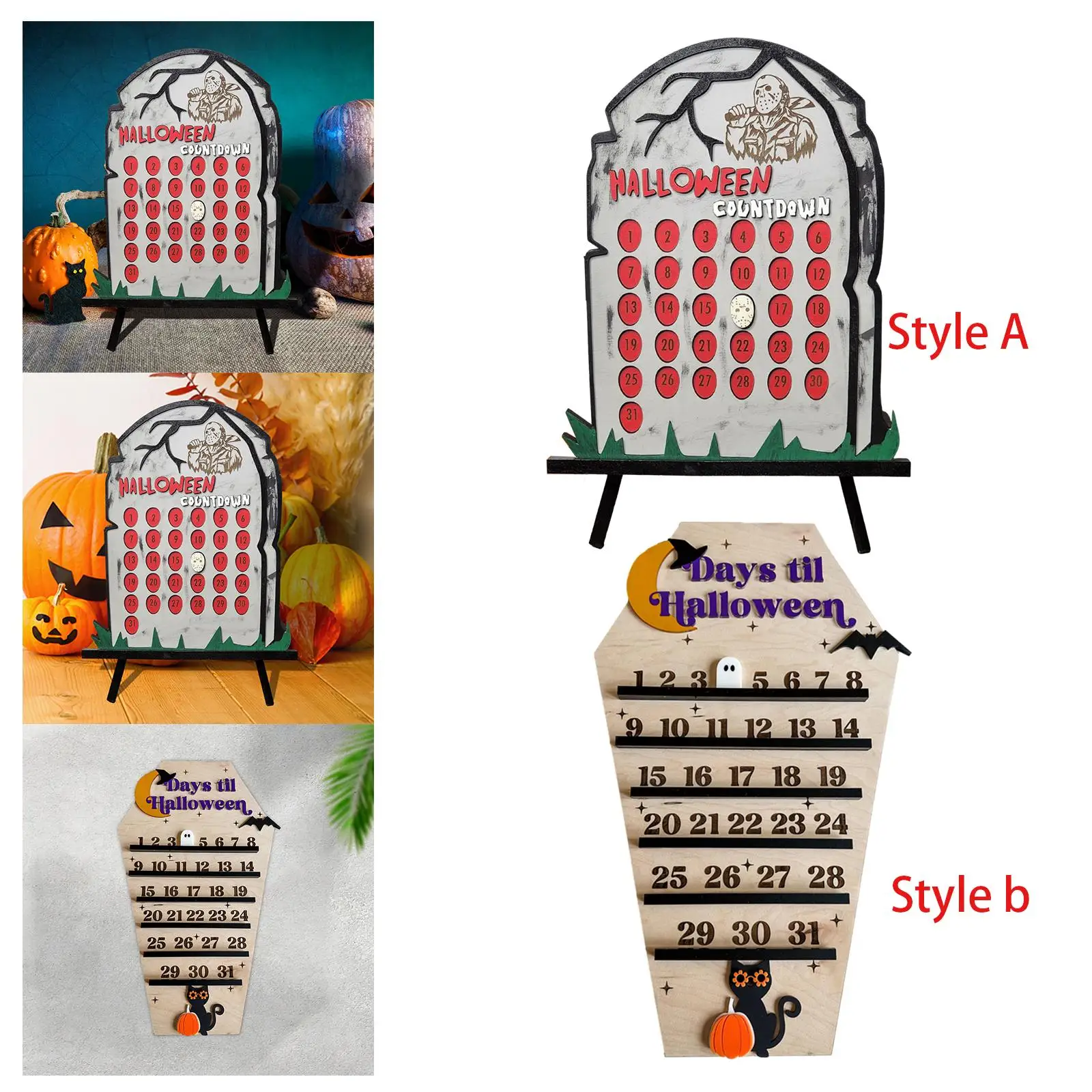 Halloween Calendar Art Craft Durable Halloween Countdown Sign Ornament for  Festive Home Holiday Haunted House Halloween Decor - AliExpress