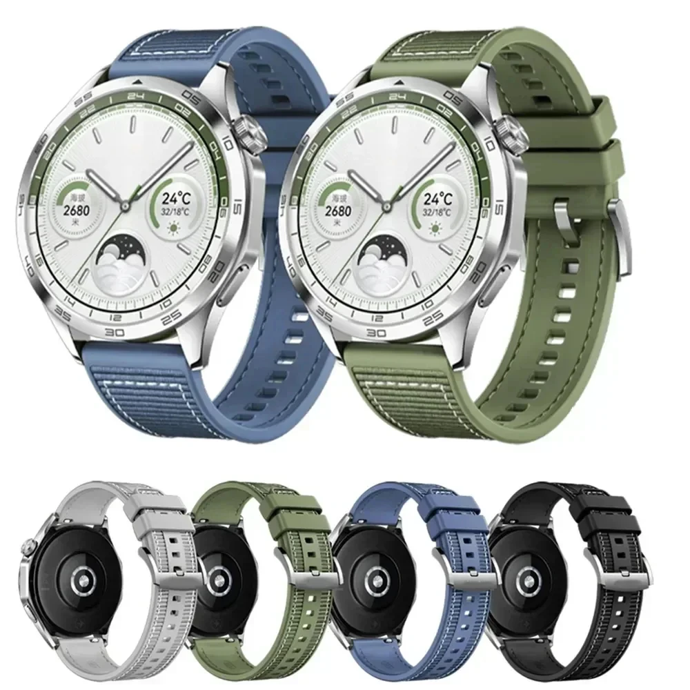 Premium 22mm Silicone & Woven Smartwatch Band - Elegant Strap Accessory