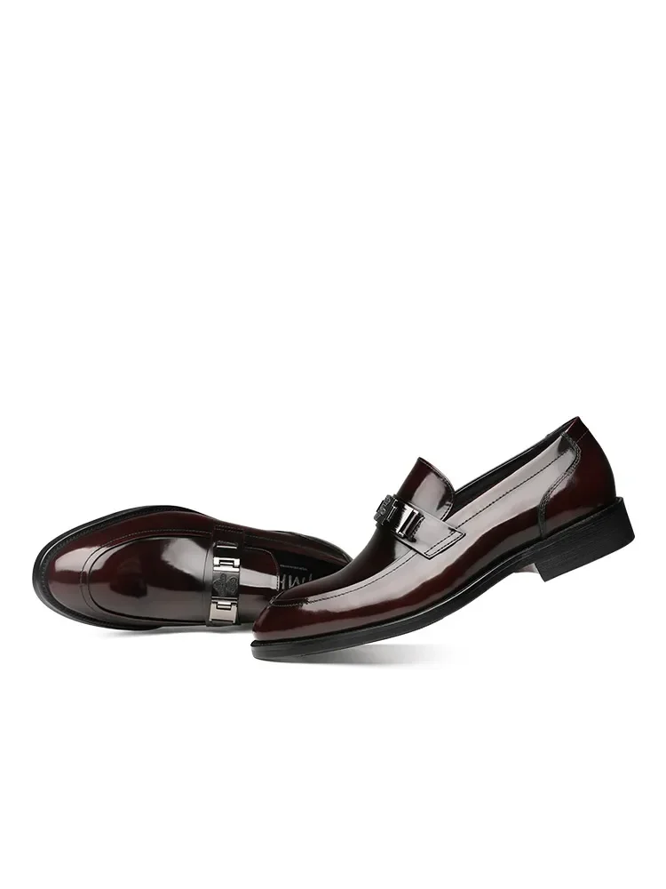 New Business Dress Men's Shoes Premium Leather Glossy Casual Loafers 5