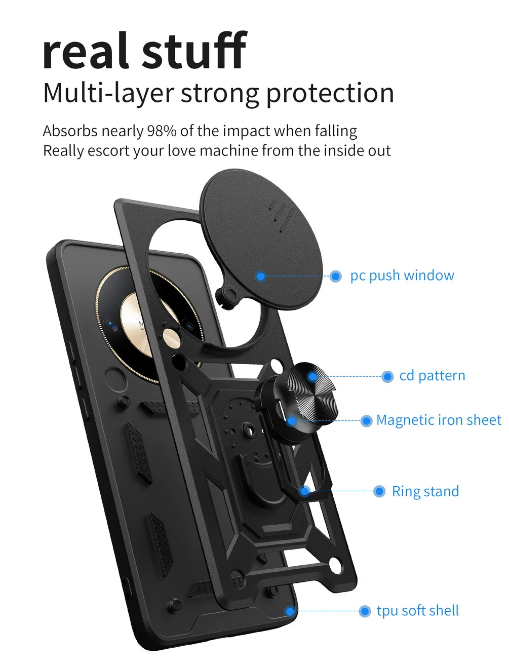 Enhanced Armor Hybrid Ring Back Cover with Camera Protection