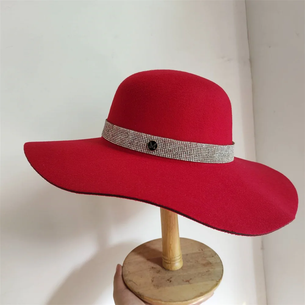 French Vintage Women's Big Brim Colorful Felt Hat Unisex Fedora
