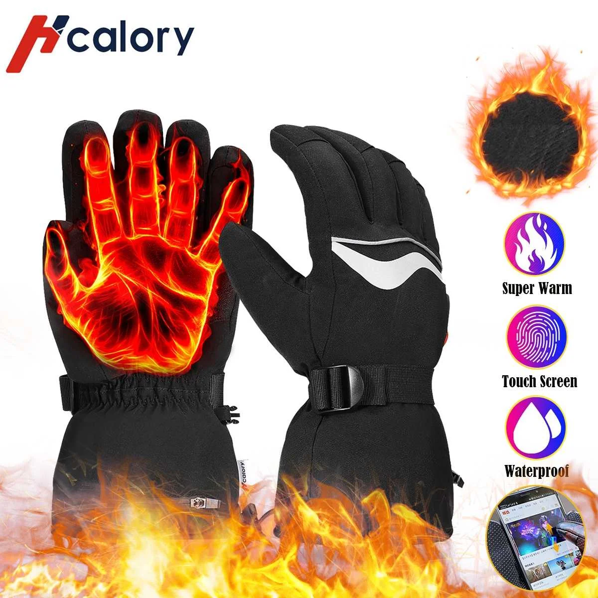 

Heated Motorcycle Gloves Winter Warm Waterproof Gloves Rechargeable Heating Thermal Gloves For Outdoor skiing fishing Snowmobile