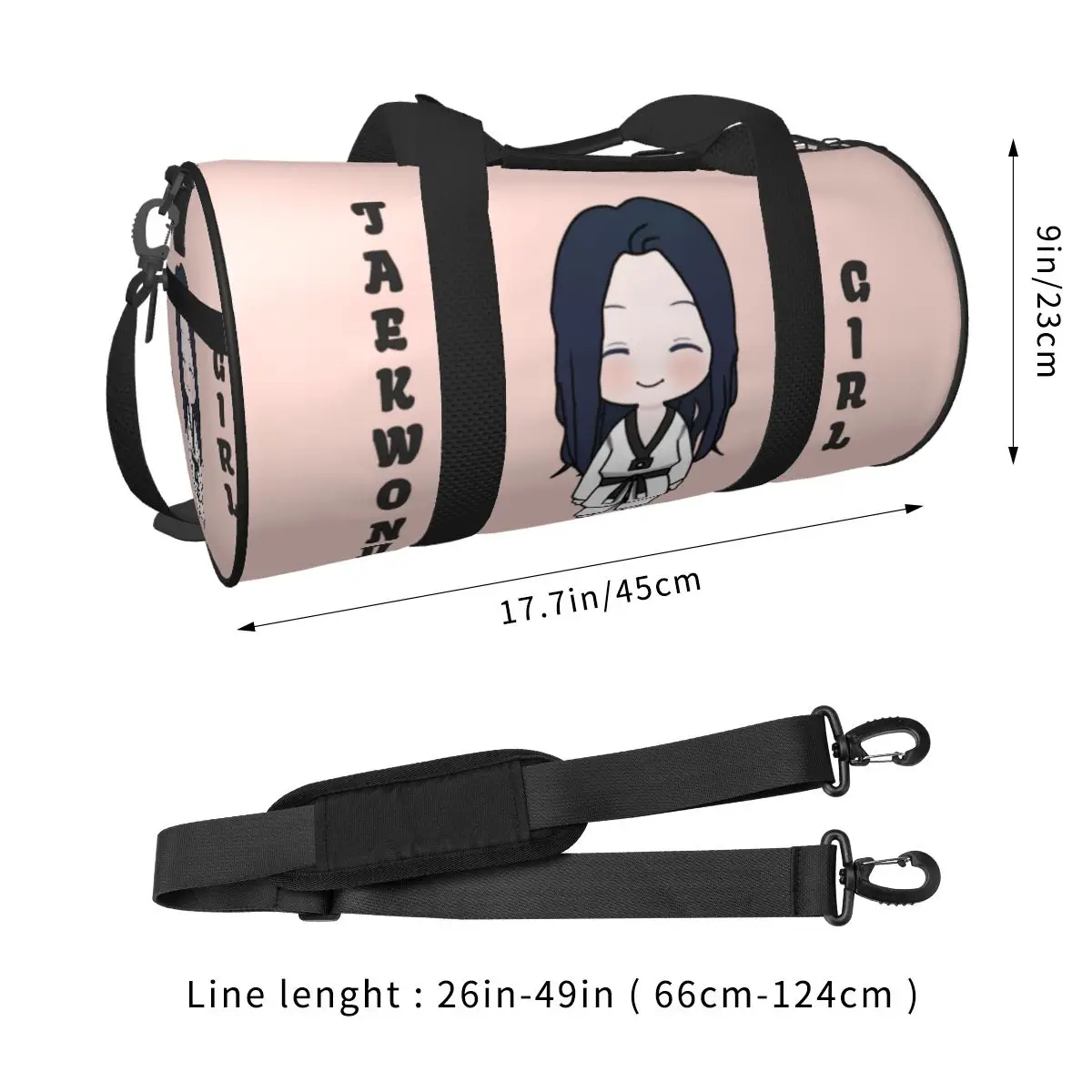 Kawaii Taekwondo Girl Sports Bags Martial Arts Training Gym Bag Large Novelty Handbags Couple Printed Weekend Fitness Bag 2