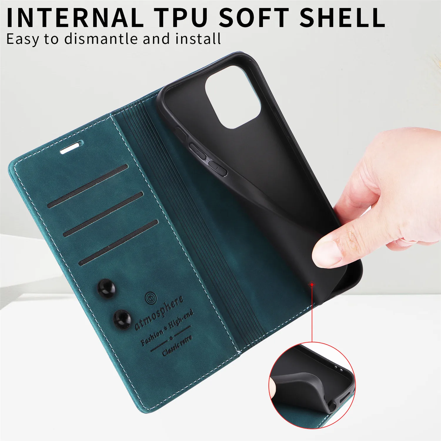 Leather Flip Phone Wallet Case Cover