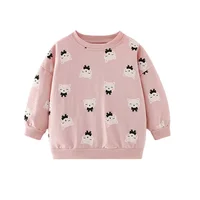 Animals Cats Long Sleeve Sweatshirts For Girls 3-8T Toddler Kids Clothing All Printed Hooded Shirts Autumn Spring Sport Clothing