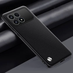 Sleek Silicone Shockproof Phone Case with Bumper Protection for Poco F8 Pro (Carbon Grain)