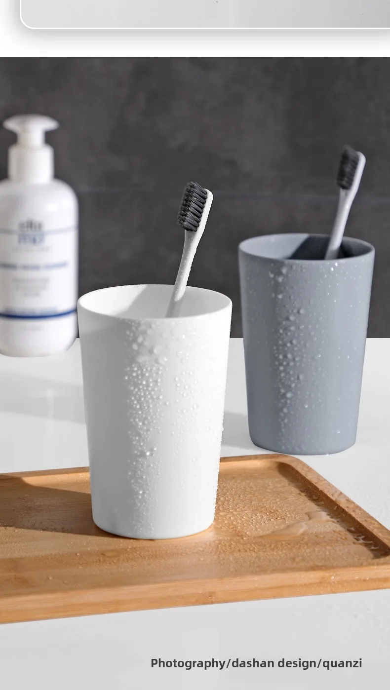 Solid Colour Plastic Toothbrush Tumbler Set For Bathroom_voghion.com