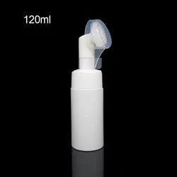 Portable Silicone Brush Foaming Facial Cleanser Bottle (White 120ML)