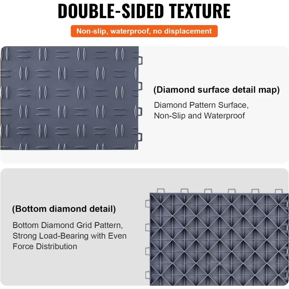 12 X 12 X 0.53 Inch 50 Pack Garage Floor Covering Tiles Outdoor Garden Floor Deck Outdoor Exterior Terrace Decking Tile Home