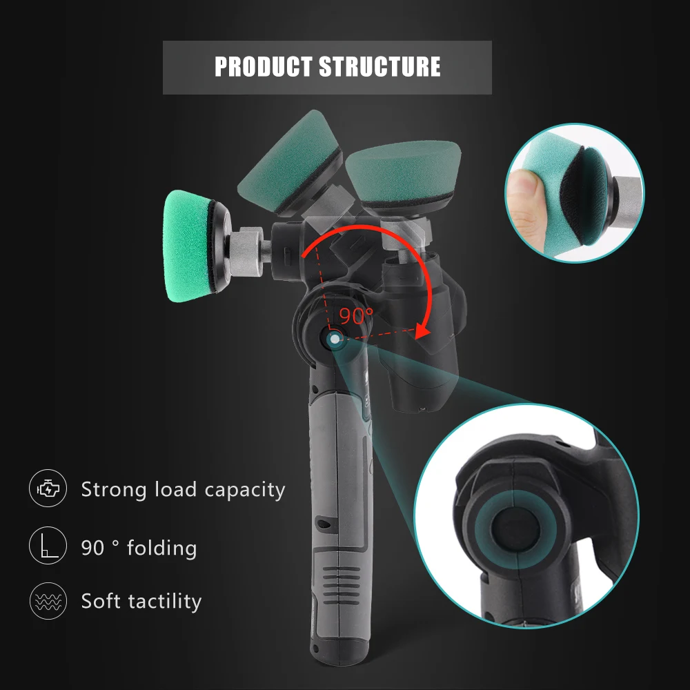 SPTA Cordless Mini Car Polisher 3.7V Micro Portable Scratches Killer Machine Rotary Dual Action Rechargable Auto Detailing