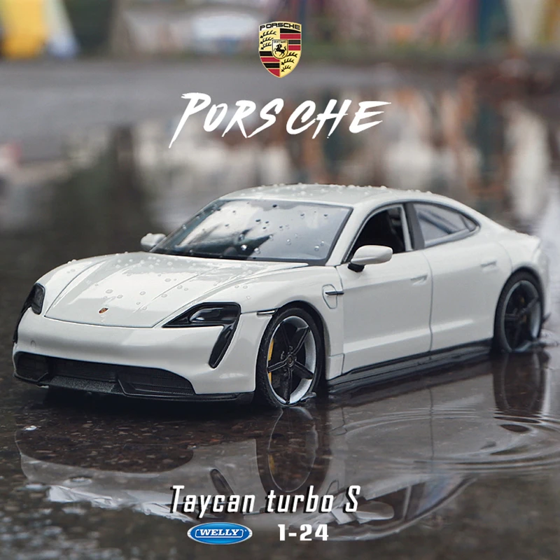 WELLY 1:24 New Porsche Taycan Turbo S Sport Car Alloy Model Car Diecasts Toy Vehicles Collect Gifts Control Type Transport Toy