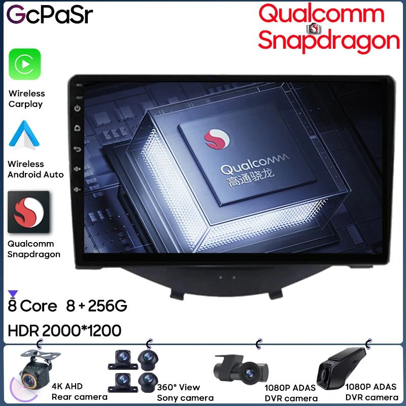 

Qualcomm Car Radio Android 13 For Toyota Aygo Peugeot 108 Citroen C1 2016-2020 GPS Navigation Auto Stereo Bluetooth Wifi No 2din