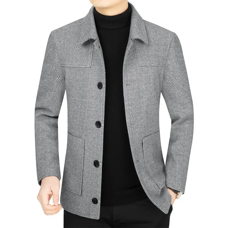 Nuovi Uomini D'Affari Abiti Casual Cappotti Uomo Blazer In Cashmere Abiti Giacche Miscele Di Lana Blazer Di Alta Qualità Cappotti Abbigliamento Uomo 4