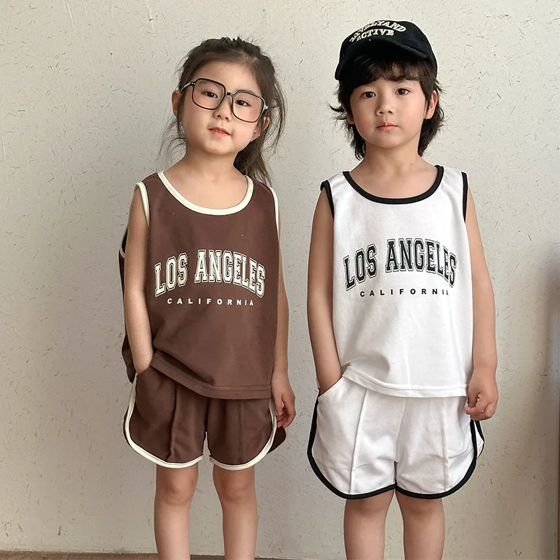 Cotton Kids Summer Sports Set Thin Style Letter