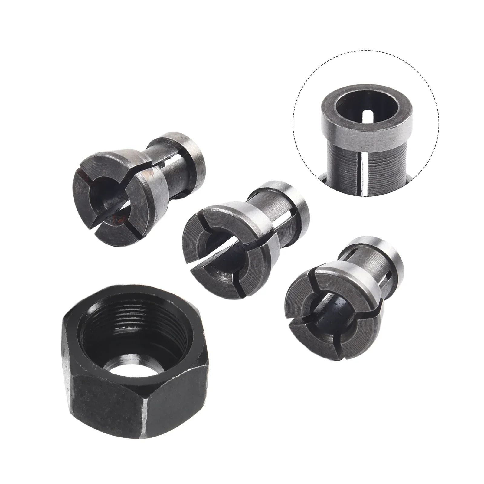 Collet Chuck Adapter 1 Set M17 6/6.35/8mm Collet Chuck Adapter With Nut Engraving Trimming Machine Router Bit Collets Power Tool Accessories