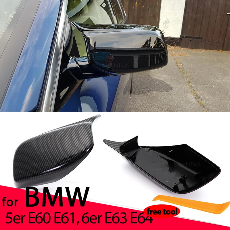 

2x Carbon Fiber Pattern Black Side Mirror cover Replacement for BMW 5 Series E60 E61 E63 E64 2004-2008 520i 525i 528i 528xi 530i