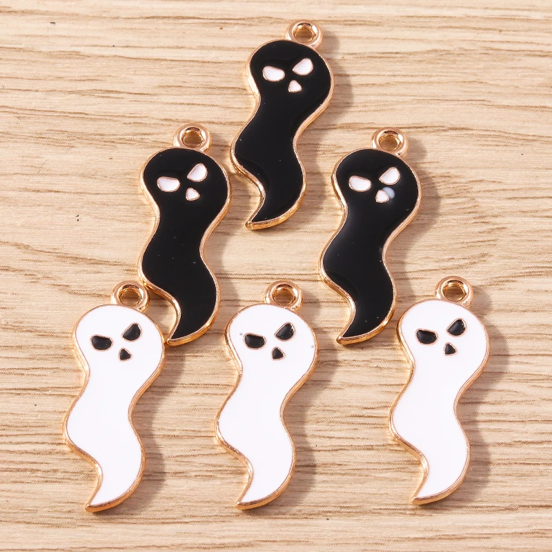 10 Stück 8x26mm Cartoon Emaille Halloween Geist Charms Anhänger für Schmuckherstellung DIY Ohrringe Halskette Handarbeit Bastelzubehör – Detail 6