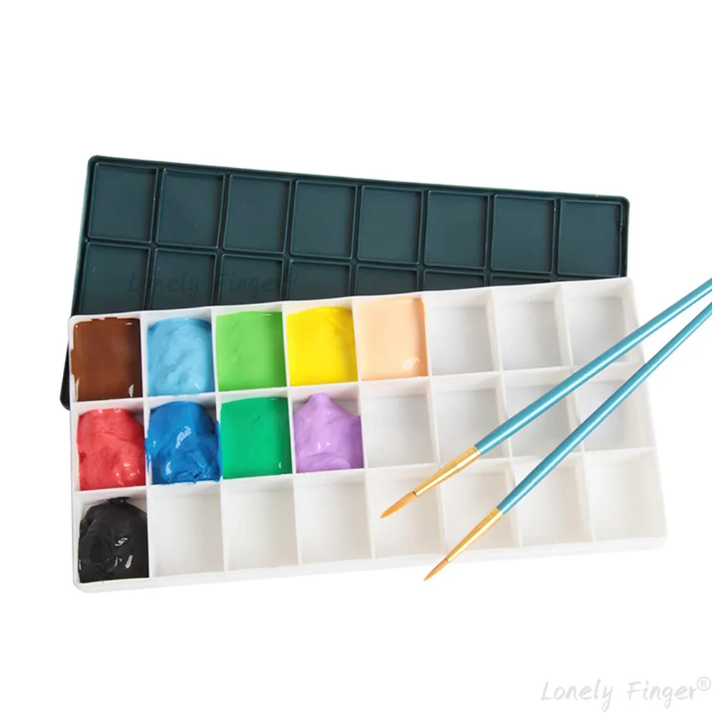 24 Wells Paint Palette Watercolor Acrylic Paint Storage Compartments Paint Palette Paint Tray for Gouache Acrylic Oil Watercolor 6