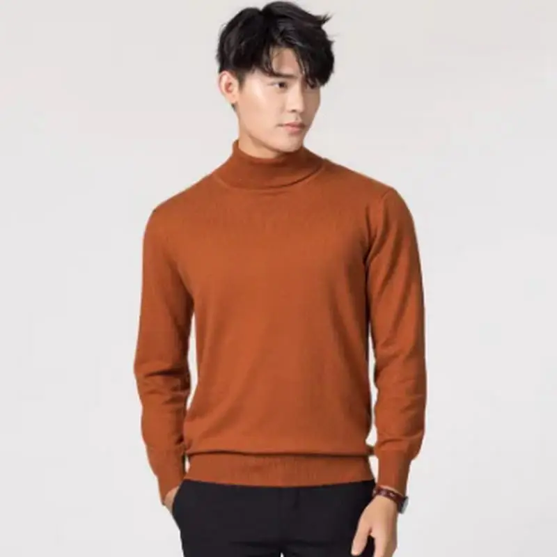 Cashmere Cotton Blend Turtleneck Men Pullovers Autumn Winter Daily Jumper Jersey Hombre Pull Homme Knitted Sweater